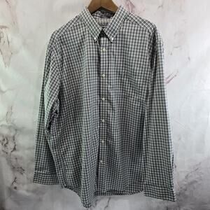 Eddie Bauer Shirt Mens XL Blue White Plaid Button Up Travex Performance Relaxed